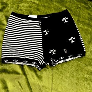 CHROME HEARTS black white cross silver bell knitted boy shorts XS